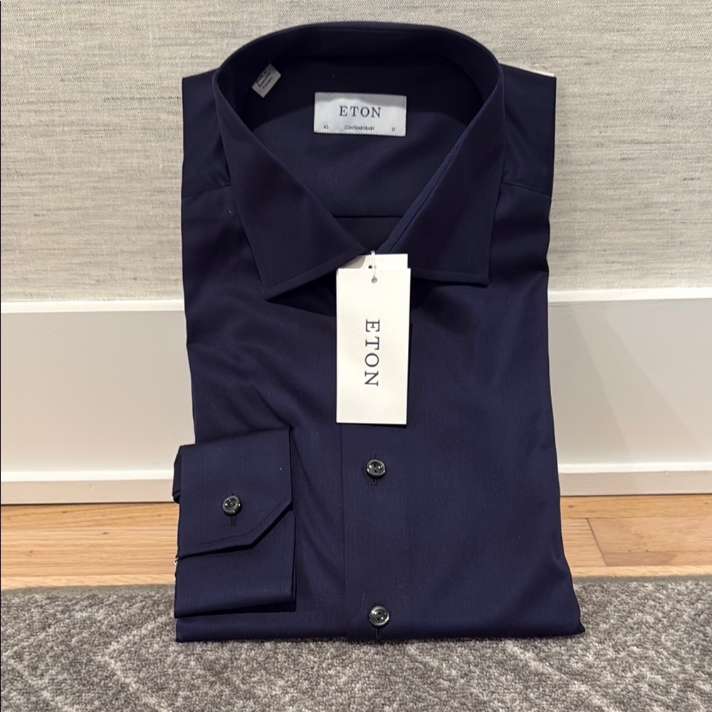 Eton Blue Dress Shirt Classic Formal Style